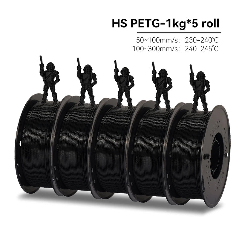 KEEPANG PLA/HS-PLA/PETG/Silk PLA 3D Printer Filament 1.75mm Mix Color 5Rolls High Speed PLA Printinng Material for Bambu Lab
