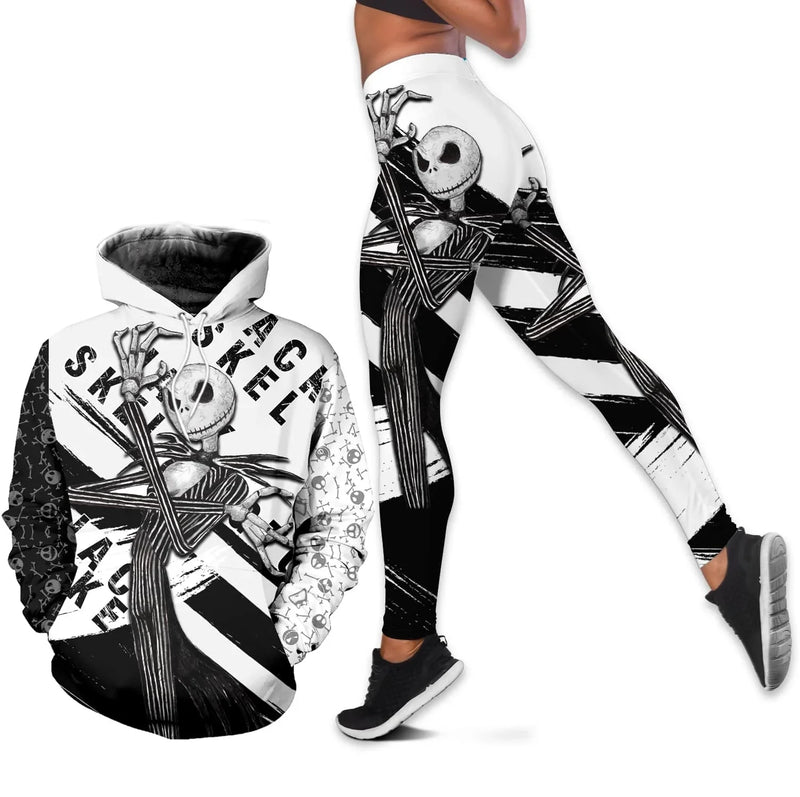 Jack Skellington Nightmare Before Christmas Combo Hoodie And Legging Set Disney Hoodie Yoga Pants Sweatpants Fashion Sports Suit