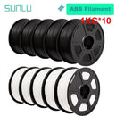 SUNLU 10KG PETG/ABS Filamente 10 Rollen 3D-Filament 1KG/Rolle 1.75mm 100% Filament ordentlich aufgereiht für den 3D-Druck aus der EU USA