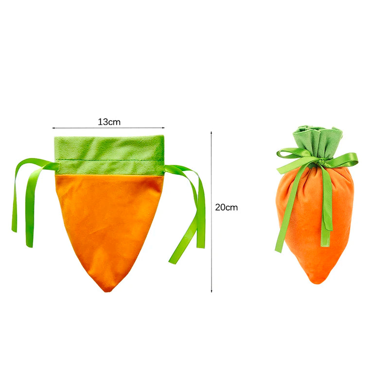 1Pc/10Pcs Easter Carrot Gift Bags Velvet Carrot Drawstring Bags Easter Candy Cookie Packaging for Kids Easter Decoration 2024