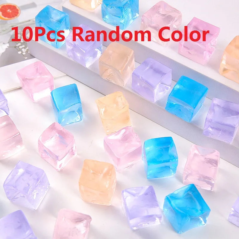 10 Pcs Mini Ice Cube Squishy Toys Release Stress Transparent Small Ice Block Pinch Children Squeezing Toy Birthday Gifts