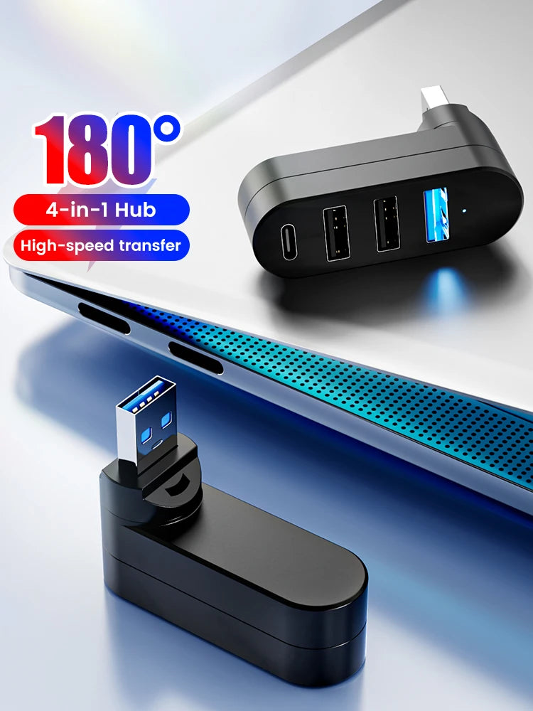 USB Hub 3.0 Adapter Rotate High Speed U Disk Reader USB Splitter 3 Ports USB 2.0 for Xiaomi Macbook Pro Laptop PC Accessories