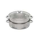 3 Tiers Stainless Steel Steamer 28cm Overlapping Steaming Pot Cookware Kitchen Soup Steamer Cooker Set Silver with Glass Lid