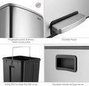 Brushed Stainless Steel 60L/16Gallon Rectangular Hands-Free Dual Compartment Recycling Kitchen Step Trash Can w/ Soft-Close Lid