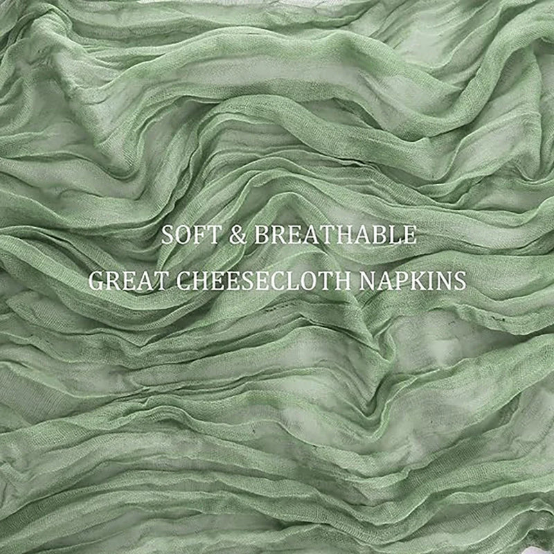 60Pcs 50x50cm Sage Green Napkins Boho Gauze Serving Table Decor Dinner Towel Cocktail For Wedding Thanksgiving Easter Decoration