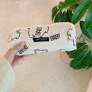 Cute Floral Corduroy Pencil Case Small Cosmetic Lipstick Travel Portable Storage Bag Stationery Pen Makeup Bag Handbag Organizer