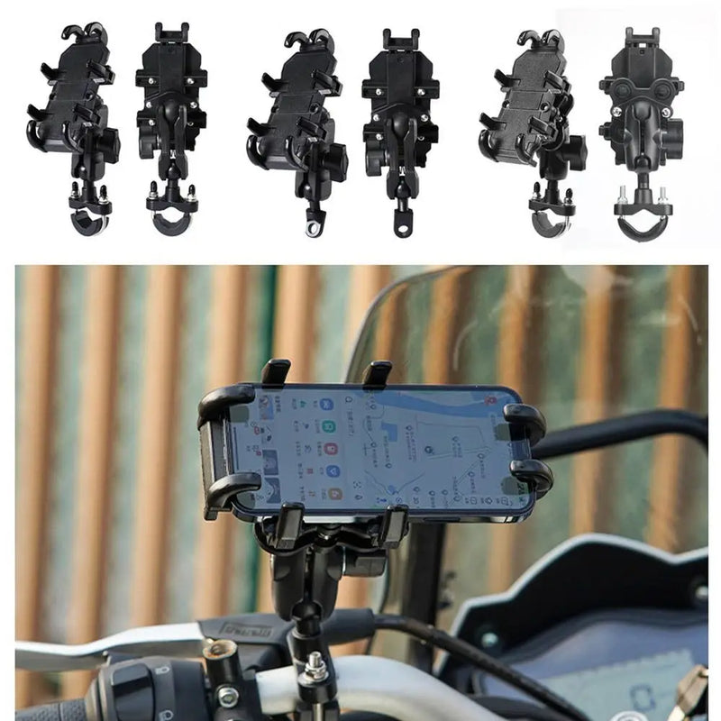 Motorcycle Phone Holder with Shock Absorber/no Shock Absorber Bike Handlebar Rearview Mirror Mount Stand Clip for 4.7-7.1″ Phone
