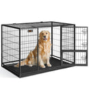 Feandrea Heavy-Duty Dog Crate, Dog Cage, 122 x 74.5 x 80.5 cm, for Medium and Large Dogs, Double Removable Door