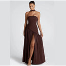 The Helios | Butter Yellow Pleated Gown with Backless Silhouette