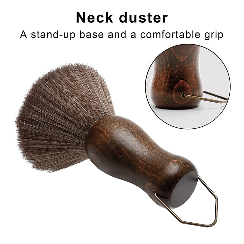 Pro Barber Haircut Duster Set Men Hairdressing Face Clean Wooden Handle Hairbrush Salon Hairdresser Styling Accessories