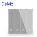 Delviz 16A wall light switch, grey crystal glass panel, Lamp push button switch controller, 1gang 2ways UK Standard Power Switch