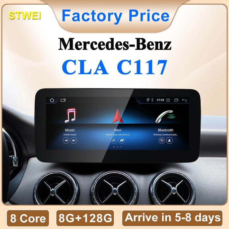 2024 New Car Multimedia Wireless Android AUTO CarPlay 10.25inch 12.3inch Screen For Mercedes Benz CLA C117 Car Video Players