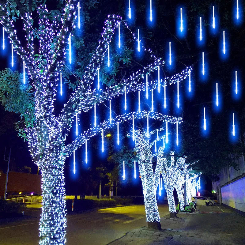 8 Tube Meteor Shower Rain LED String Lights Garland Christmas Decoration for Home Room Outdoor Street Fairy Light New Year Decor