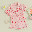 ma&baby 6M-4Y Valentine's Day Infant Toddler Kid Baby Girl Boy Clothes Set Short Sleeve Tops  Heart Print Shorts Pajama Summer