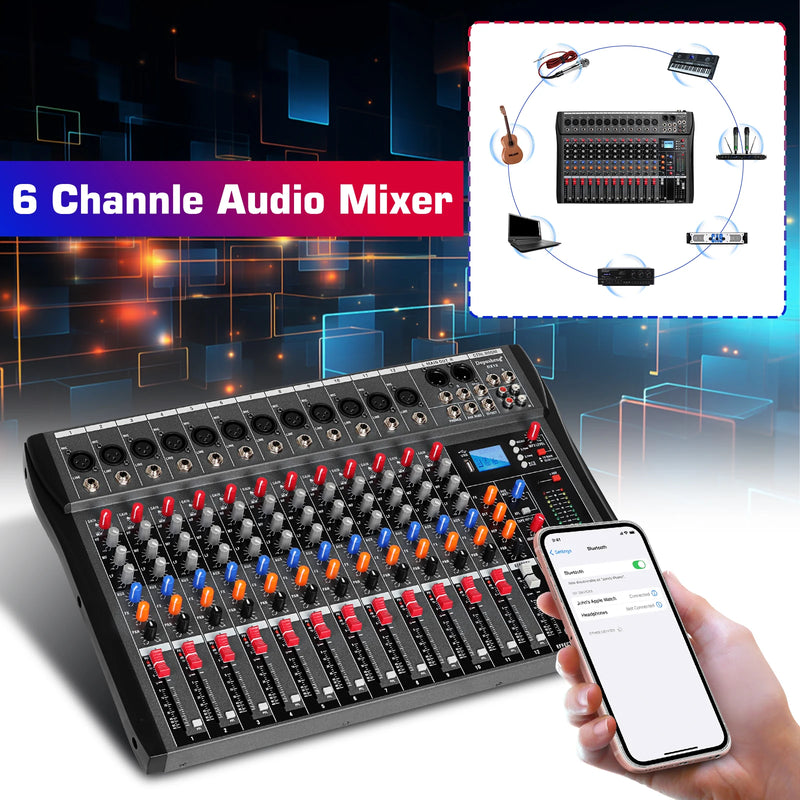 DEPUSHENG DX12 Professional Audio Mixer 12 Channel Studio Audio Consol