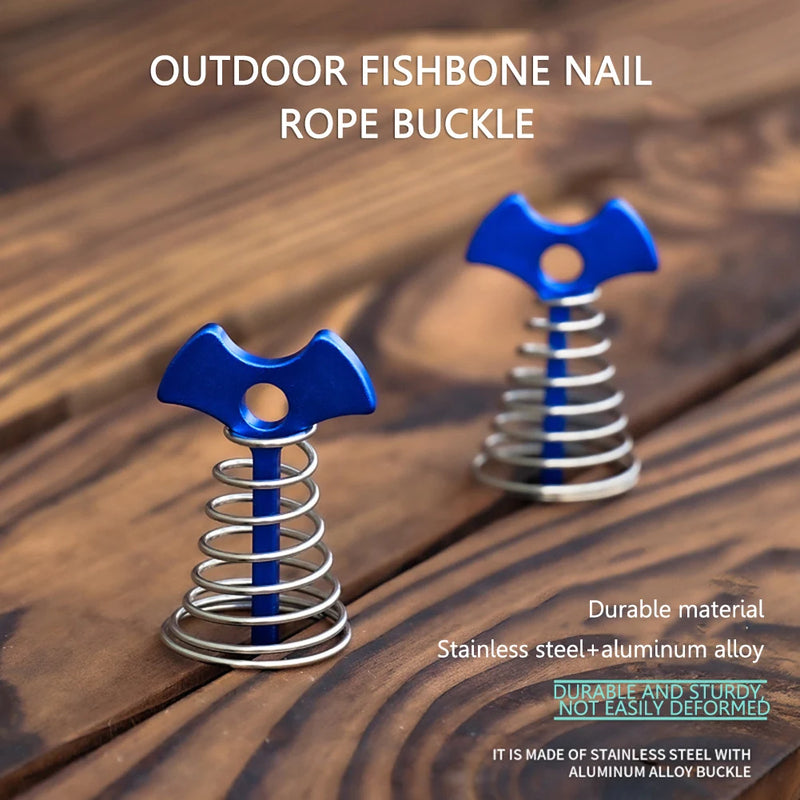 1/5Pcs Adjustable Plank Floor Spring Fishbone Anchor Tent Pegs Buckle Outdoor Awning Deck Stakes Fixed Nails Camping Tent Hooks