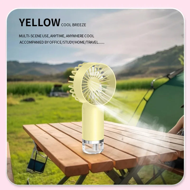 Handheld Spray Fan，Mini Air Conditioner USB Rechargeable Portable Humidifier Mist Cooler Cooling Spray Humidifier Fan for Office