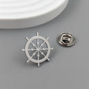 Hollow gold-plated rudder badge, black men's collar brooch, silver lapel pin, men's suit accessories set, Father's Day gift