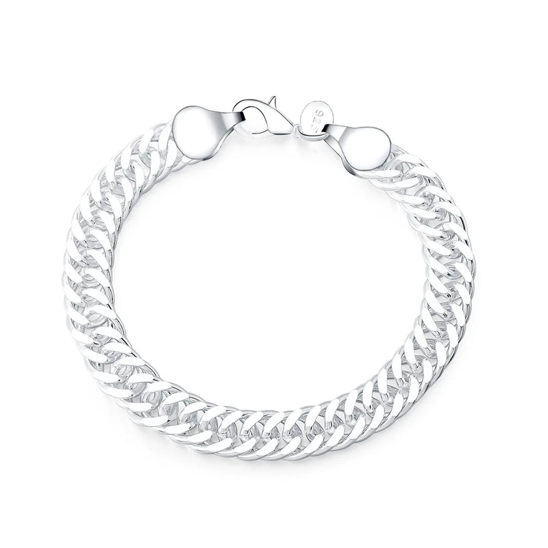 Promotion 100% Authentic 925 Sterling Silver Women Chain Bracelet 10MM Wholesale Fashion Men's Jewelry Silver Men Bracelet