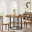Tribesigns Round Dining Table for 4 People, 47" Modern Kitchen Table with Wood Grain Surface & Metal Base, Rustic Round Table