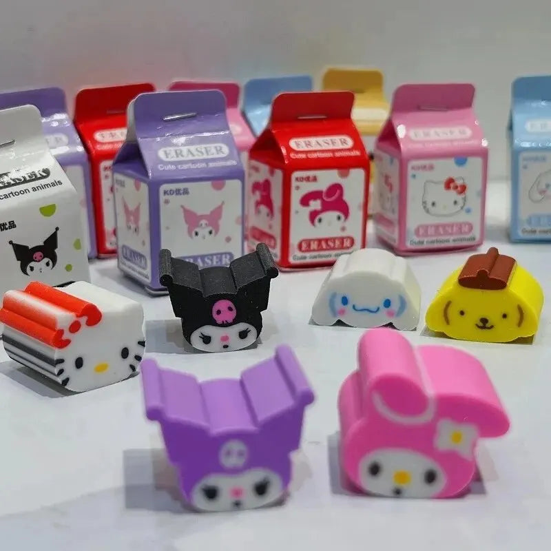 New Sanrio 36pcs Eraser Kuromi Melody Cinnamoroll Boxed Cartoon Stationery Cleaning Eraser School Student Kawaii Birthday Gifts