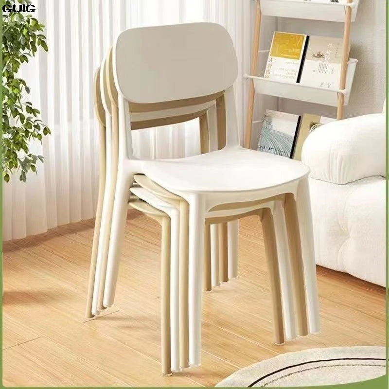 GUIG Home Thickened Plastic Chair Can Be Stacked Long Sitting Comfortable Dining Table Chair Designer Creative Backrest Stool