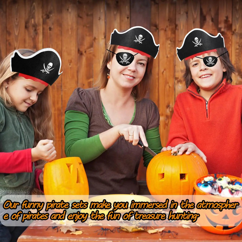 6-48Sets Pirate Party Supplies Halloween Pirate Costumes Child Birthday Party Favors Pirate Accessories Pirate Hat Sword