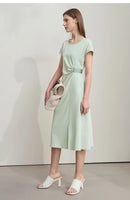 AMII Minimalist Summer Casual Dress for Women 2025 Solid Round Neck Sleeveless Dresses Lady Fashion Slim Straight Skirt 12512031
