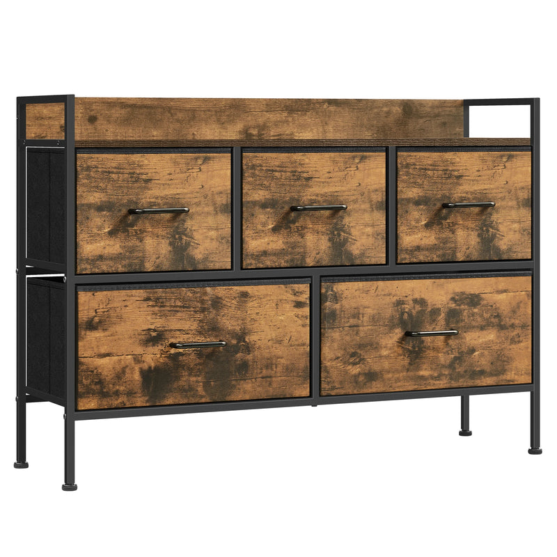 SONGMICS Dresser wardrobe 5 fabric drawers with handles metal rack industrial design