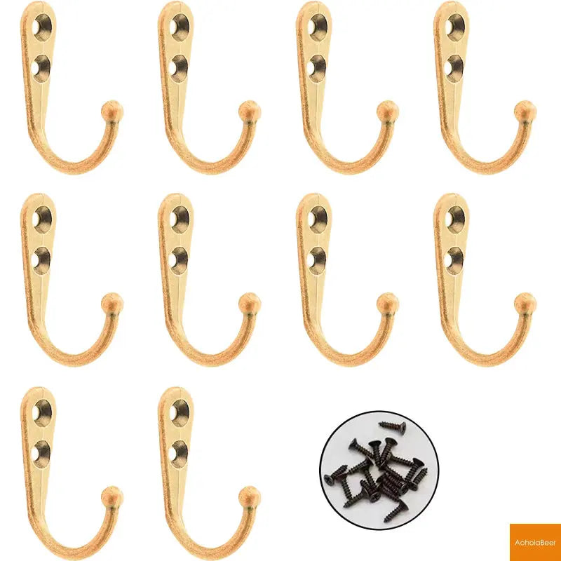 10 Pack Wall Hooks with Screws Alloy Hanging Single Hook Bathroom Coat Clothes Hanger Two Colors Available Home Accessories