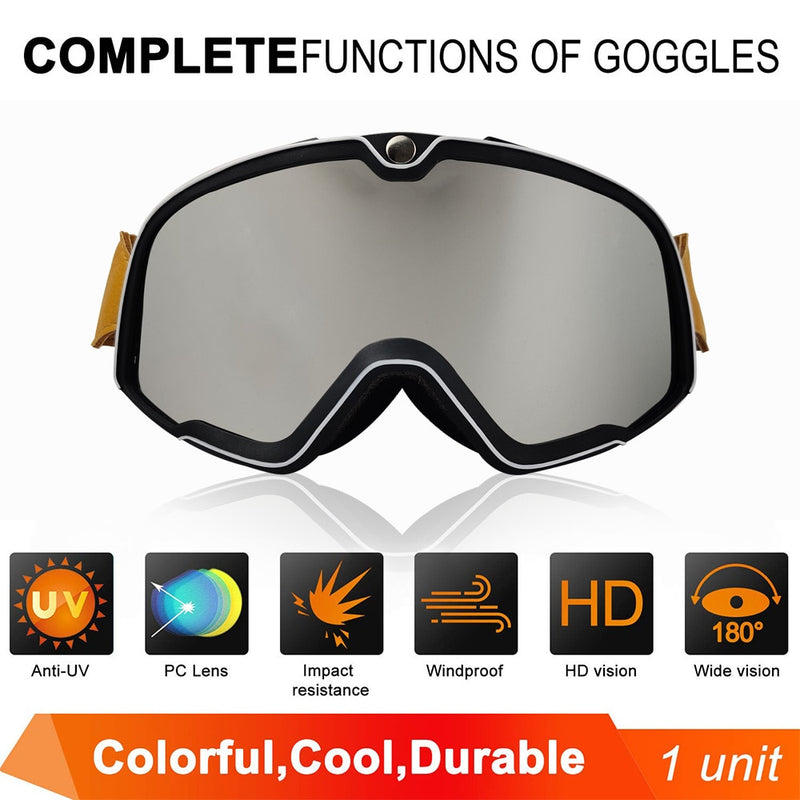 Retro Motorcycle Goggles Ski Glasses Motocross Sunglasses Wide Vision MTB ATV Goggles Cafe Racer Chopper Cycling Racing