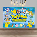 Pokemon Pikachu Birthday Party Backdrop Cartoon Baby Shower Background Photography Wall Photo Studio Banner Decor For Boy Gift