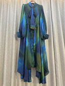 New 2024 Autumn Fashion Irregular Party Midi Dress Female long Sleeve Elegant Loose Print Casual Evening Dress For Women ﻿