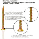 T.K.Excellent 140Pcs Flat Head Phillips Yellow Zinc Wood Screws Assortment Kit Woodworking 6 Sizes