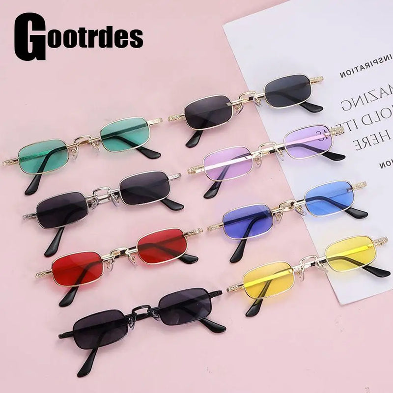 Small Rectangle Sunglasses for Women Men Fashion Retro Metal Frame Sun Glasses Vintage Punk Shades UV400 Protection Eyewear