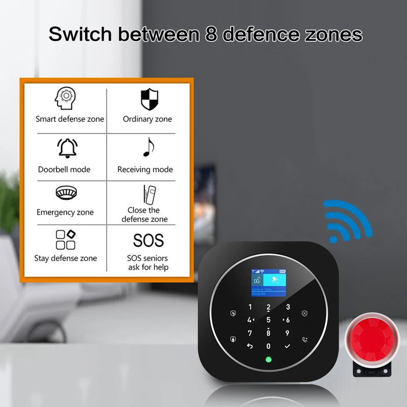 NEW Tuya WIFI W9B Alarm System for Home Burglar Security 433MHz WiFi GSM Alarm Wireless Tuya Smart House App Control