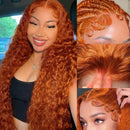 The Copper Tide | Ginger Orange Water Wave Lace Front Wig in Remy Human Hair