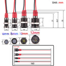6mm oxidierte Aluminium-LED wasserdichte Metallschwarz-Anzeigeleuchte Signallampe mit Draht 3V 6V 12V 24V 110V 220V für Metalltaster