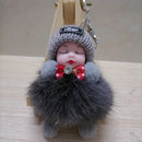 Sleeping Baby Keychain Cute Soft Fluffy Plush Doll Key Ring Women Girl Bags Pendant Backpack Accessories Gifts