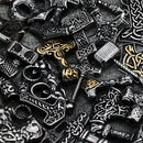Norse Vikings Thor's Hammer Mjolnir Scandinavian Rune Amulet Necklace Stainless Steel Chain Vegvisir Anchor Pendant Male Jewelry