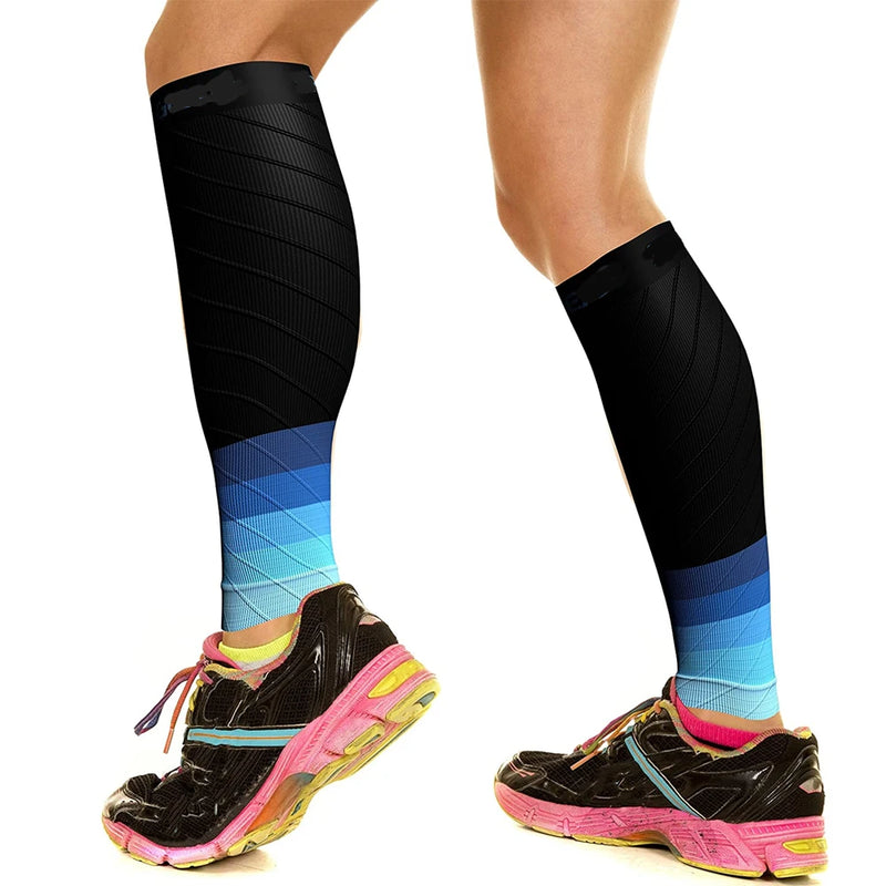 1Pair Sport Compression Calf Sleeves–Calf Cramp and Shin Splint Sleeves–Leg Compression Socks 20-30 mmHg for Pain Relief,Running