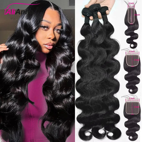 The Cascade | 24-26 Inch Body Wave Human Hair Bundles with 4x4 Closure