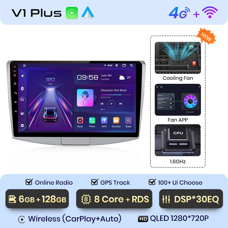 Junsun V1 AI Voice Wireless CarPlay Android Auto Radio for VW Passat B6 B7 CC 2010 - 2015 4G Car Multimedia GPS 2din autoradio