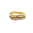 New Arrivals Gold Color Multi Layer Geometric Ring Set Pave Bling Cubic Zirconia For Women Girl's Fashion Wedding Finger Jewelry