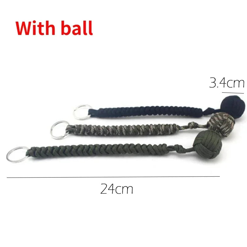 Outdoor Security Protection Black Monkey Fist Steel Ball Bearing Defensa Personal Self Defense Lanyard Survival Key Chain