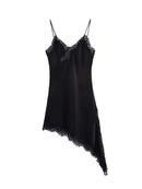 Women Fashion Sexy V-Neck Lace Elegant Halter Dress Asymmetric Hem Dress 2026 Summer New Fashion Holiday Party Beach Dresses