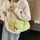 Women Japan Style Hobo Crossbody Bag Large Capacity Ins Style Versatile Embroidery Shoulder Bag Waterproof Commuter Bag