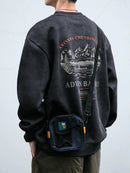 2025 Spring Mens Loose Fit Round Neck Hoodie Big Size Oversized Streetwear Hip Hop Retro American Casual Pullover Trendy Print