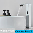 Smart Sensor Bathroom Basin Faucet Intelligent Black Automatic Sense Brass Cold Hot Water Mixer Waterfall Crane Deck Mount