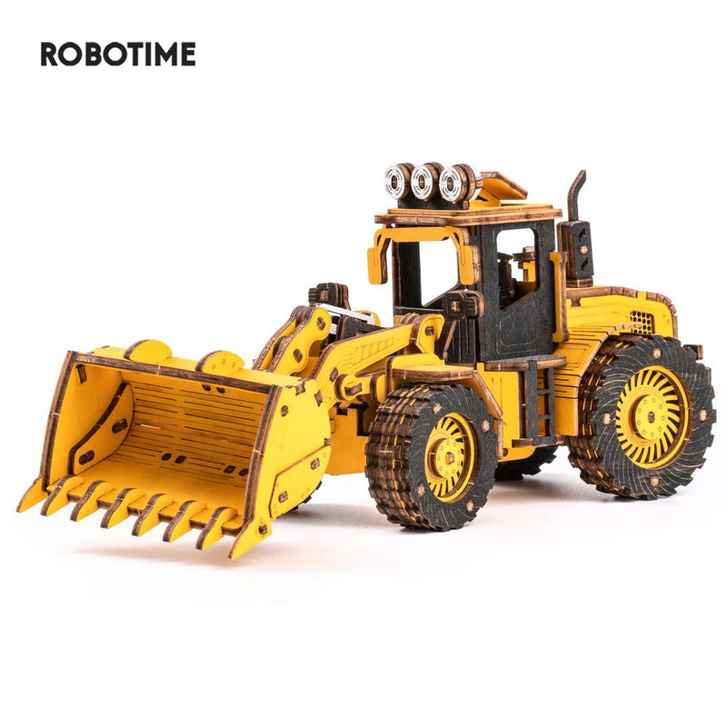 New Robotime ROKR Bulldozer Engineering Vehicle for Children Practice Hand-on Skills 3D Wooden Puzzle Creative Block Toys TG509K